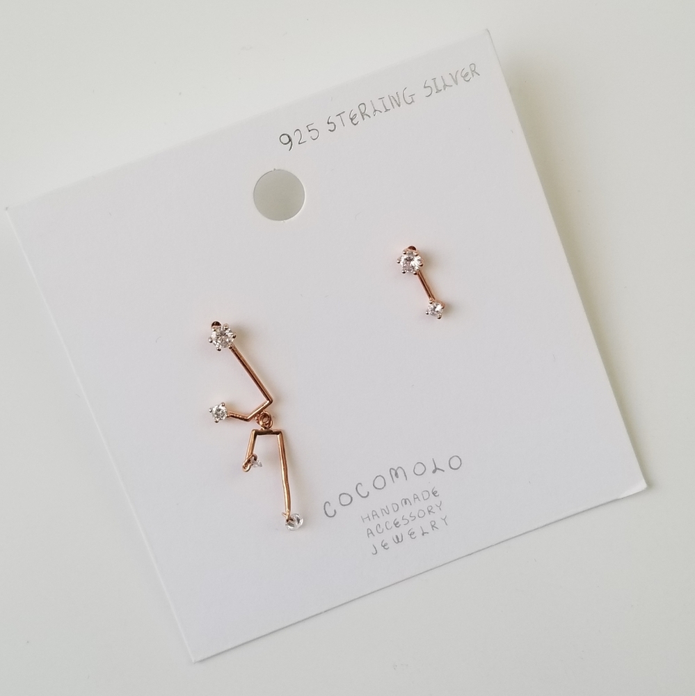 Rose Gold-Plated Constellation Asymmetrical Drop Earrings